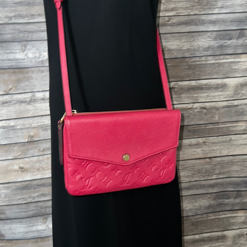 Louis Vuitton Monogram Red Leather Crossbody Twice Bag